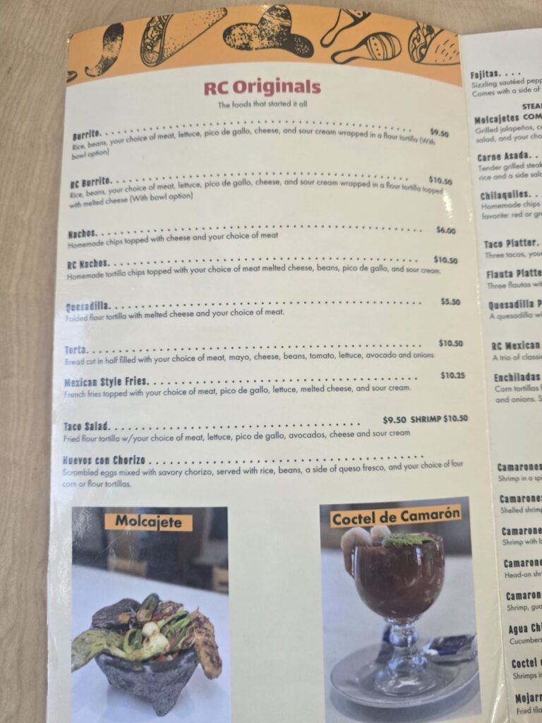 RC Tacos Menu 6
