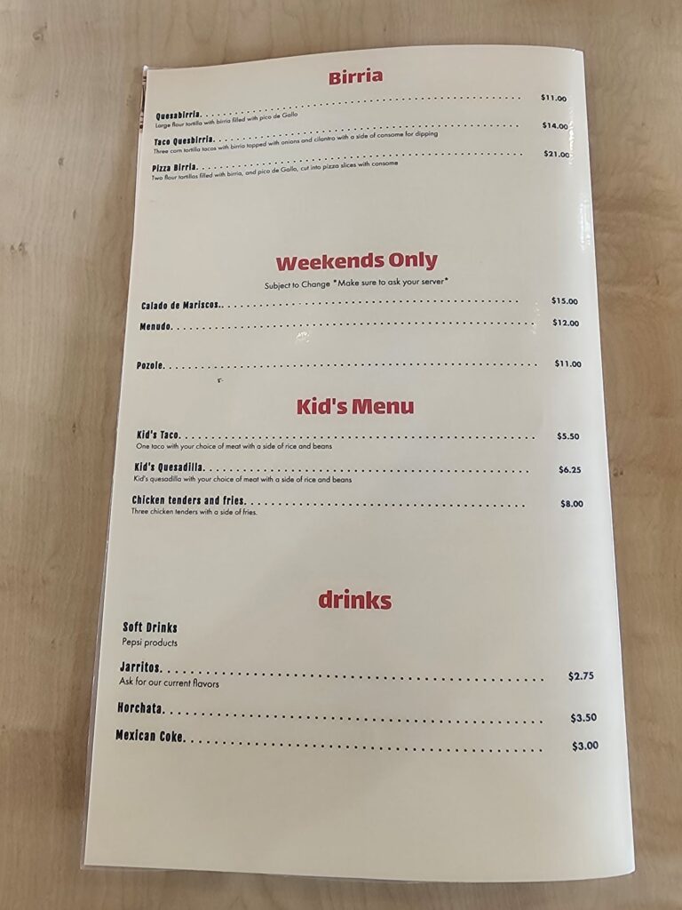 RC Tacos Menu 8